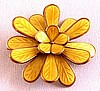 SJ33 Norway sterling yellow enamel flower pin